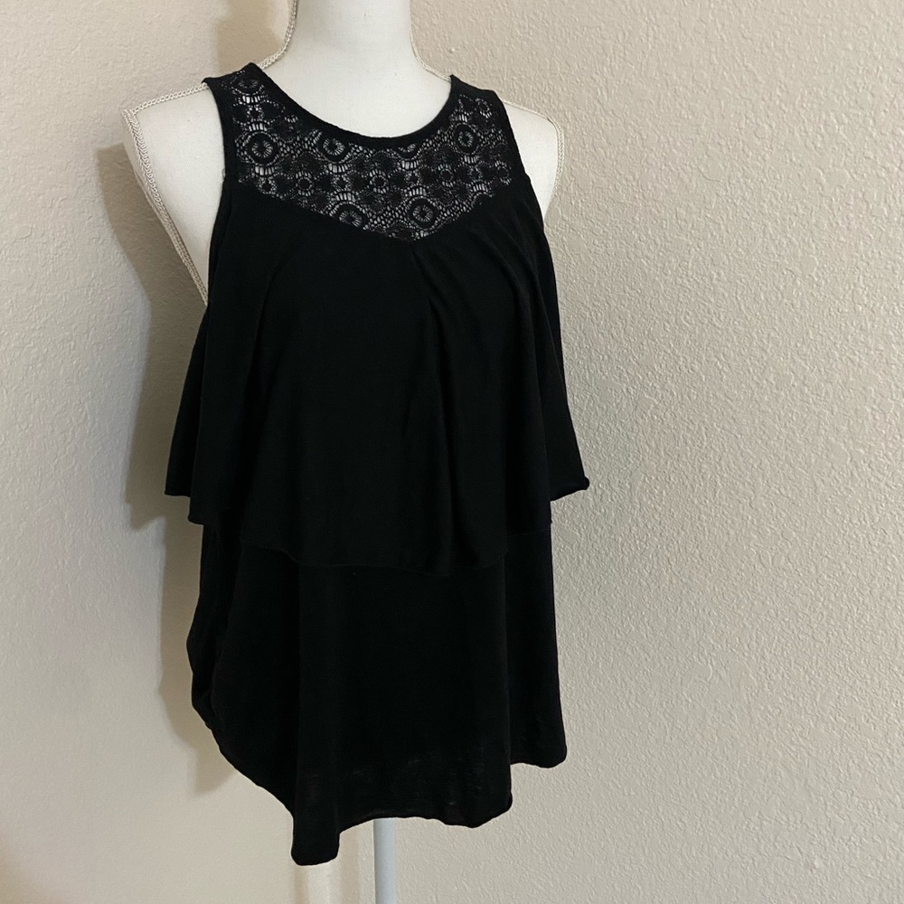 Black lace layered tank